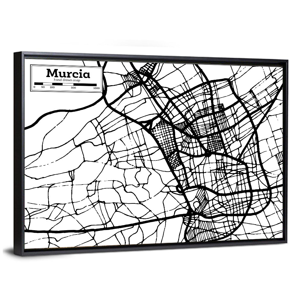 Murcia City Map Wall Art