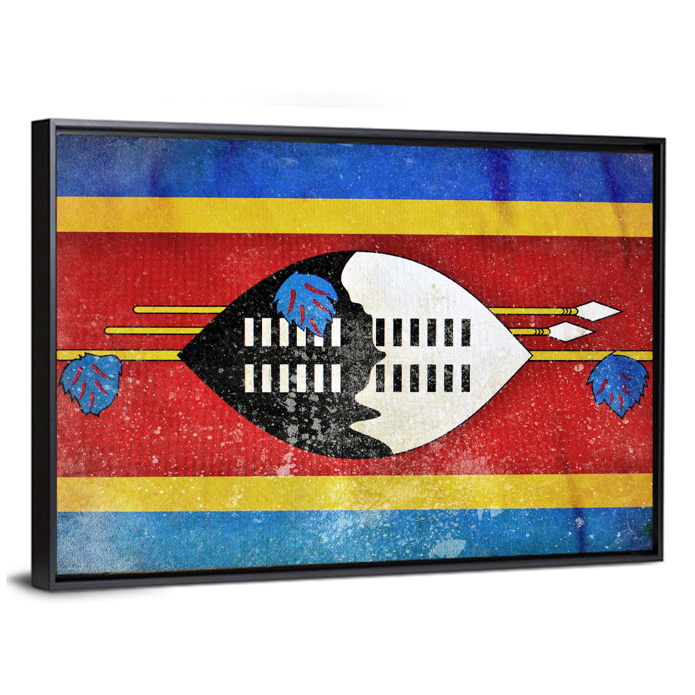 Eswatini Flag with Shield Emblem Wall Art