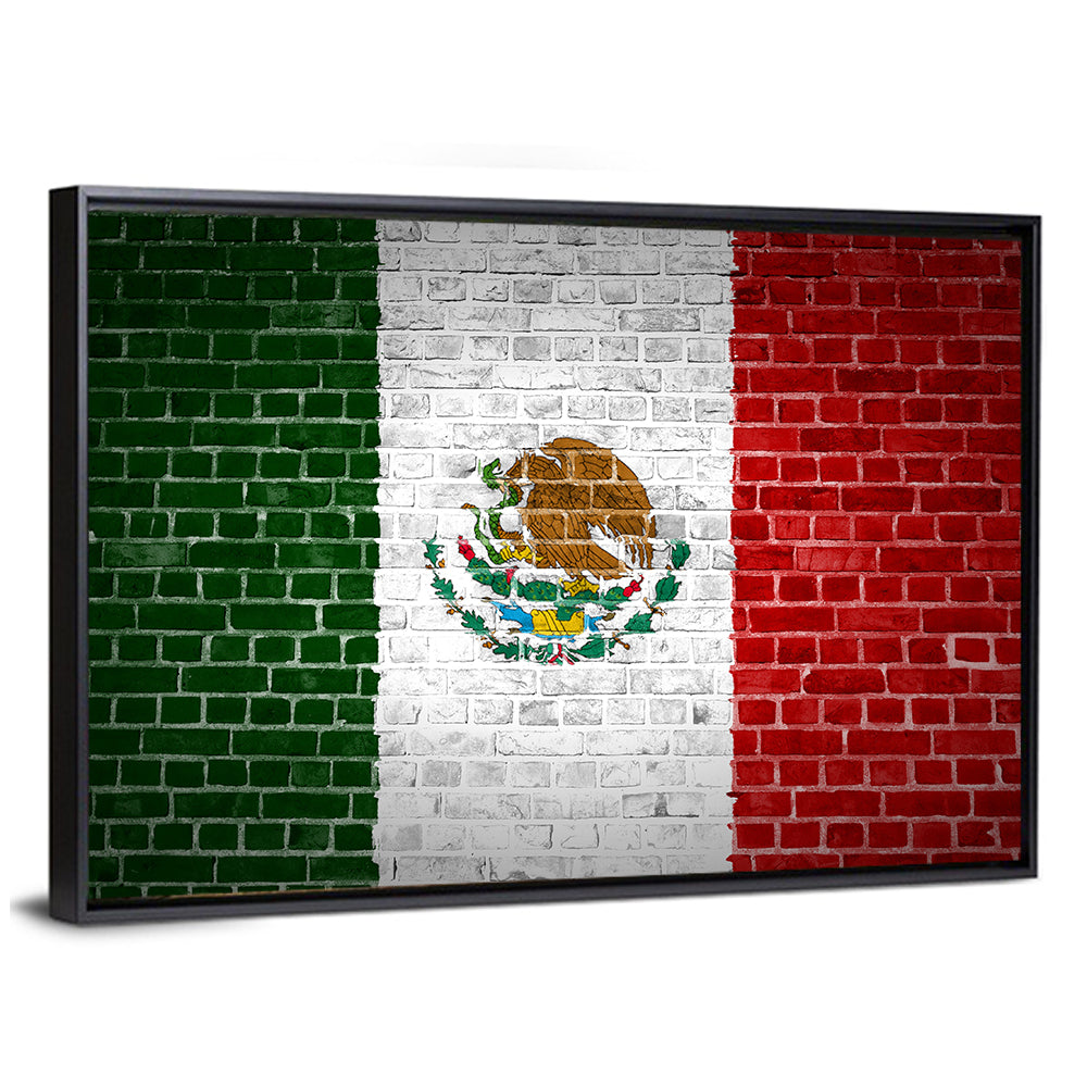 Weathered Mexico Flag with Coat of Arms Wall Art