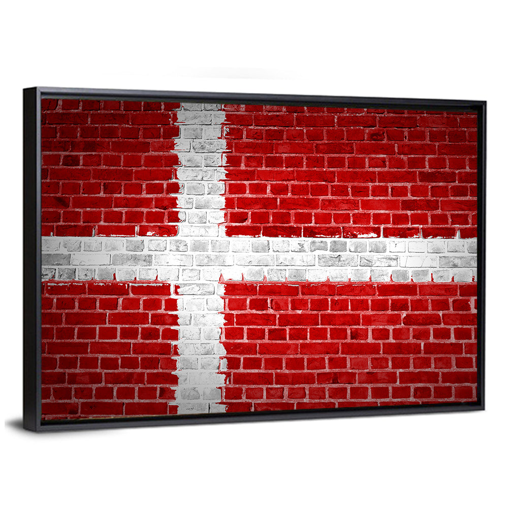 Denmark Flag on Weathered Brick Wall Art