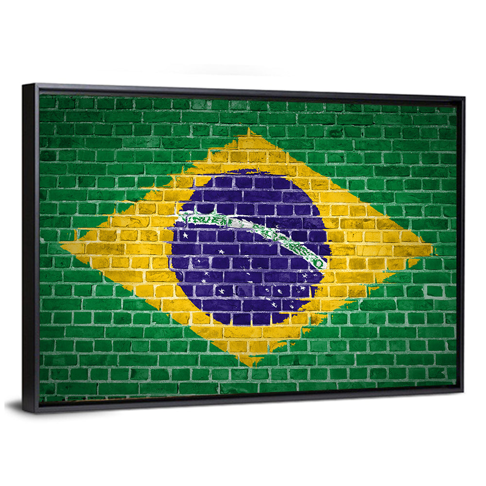 Brazilian Flag Brick Mural Wall Art