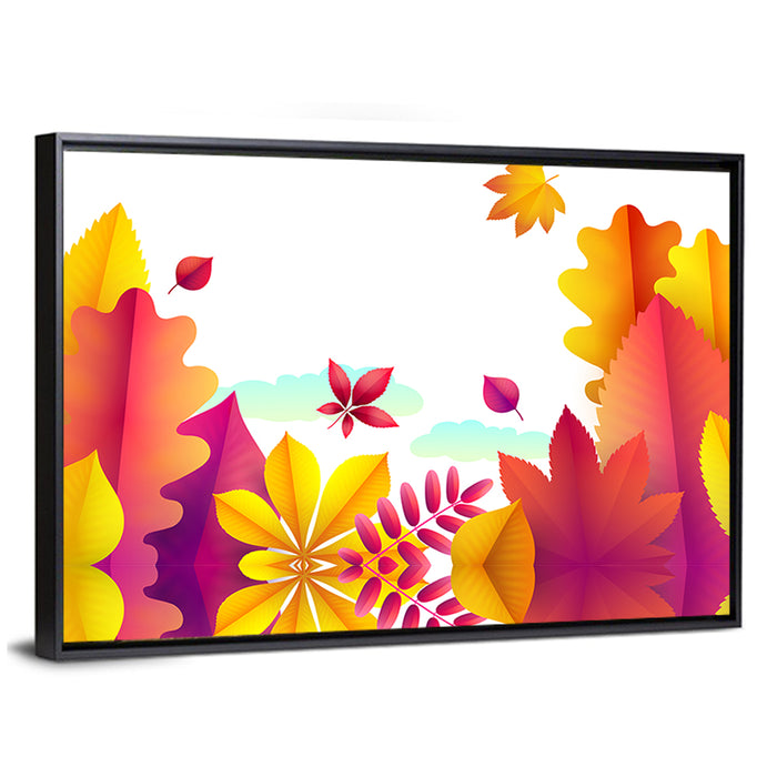 Autumn Leaves Botanical Illustration Wall Art as a framed canvas