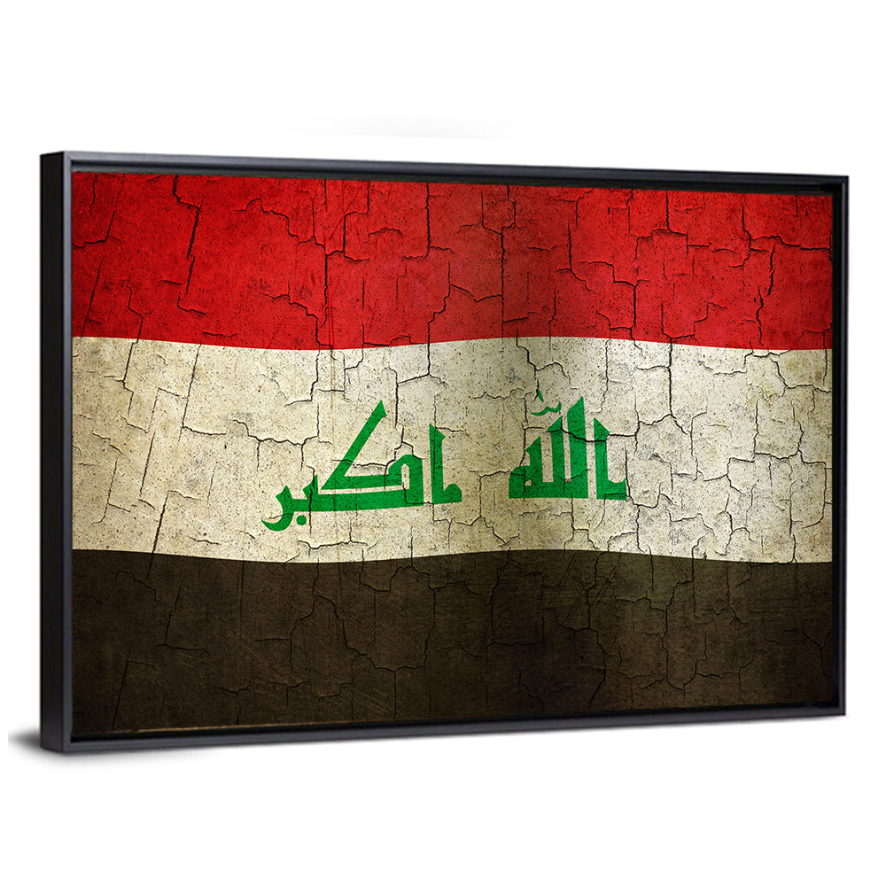 Iraqi Flag with Weathered Calligraphy Wall Art
