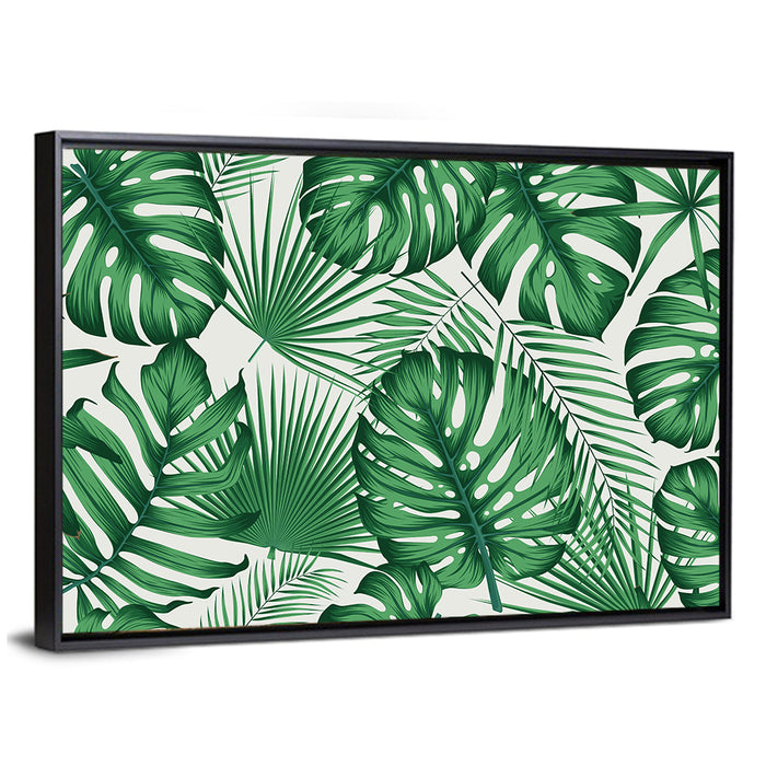 Layered Tropical Leaves Wall Art as a framed canvas