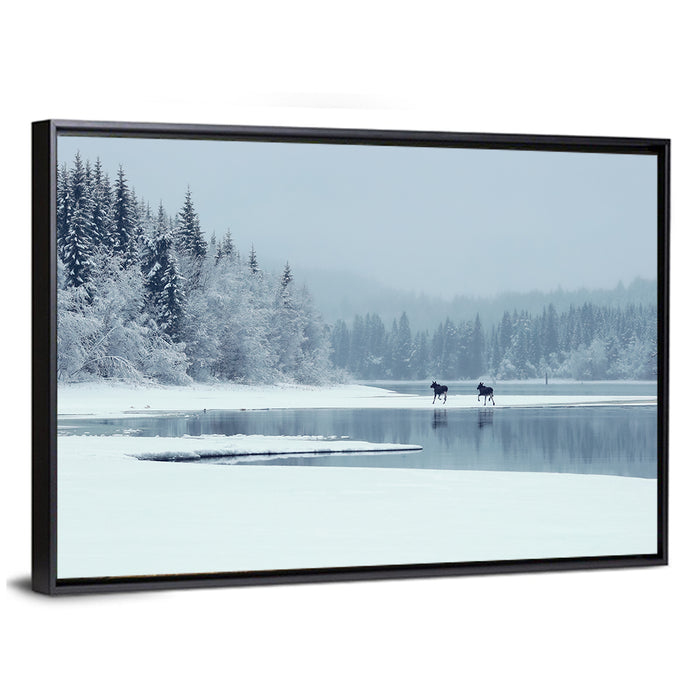 Foggy Lake Selbu Wall Art as a framed canvas