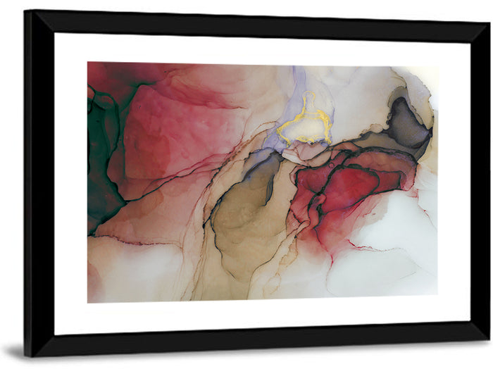 Ink Wash Swirl with Gold Leaf Wall Art as a framed print