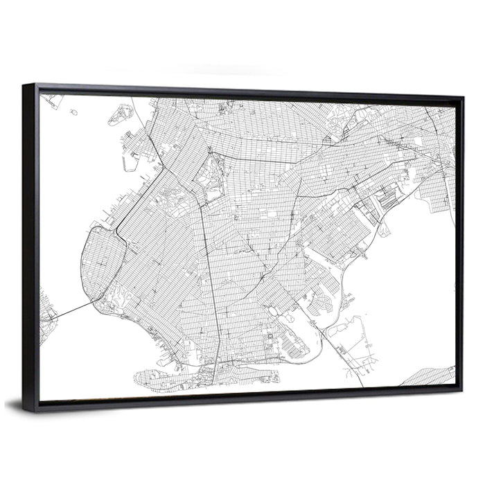 Manhattan Street Map Wall Art as a framed canvas