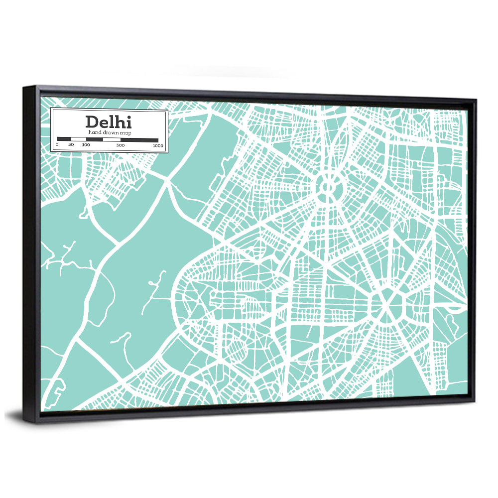 Delhi City Map Wall Art