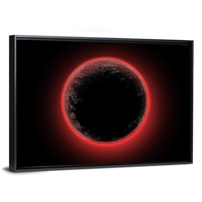 Red Planet Eclipse Wall Art as a framed canvas