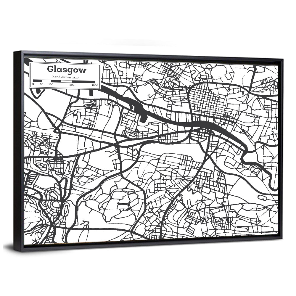 Glasgow City Map Wall Art