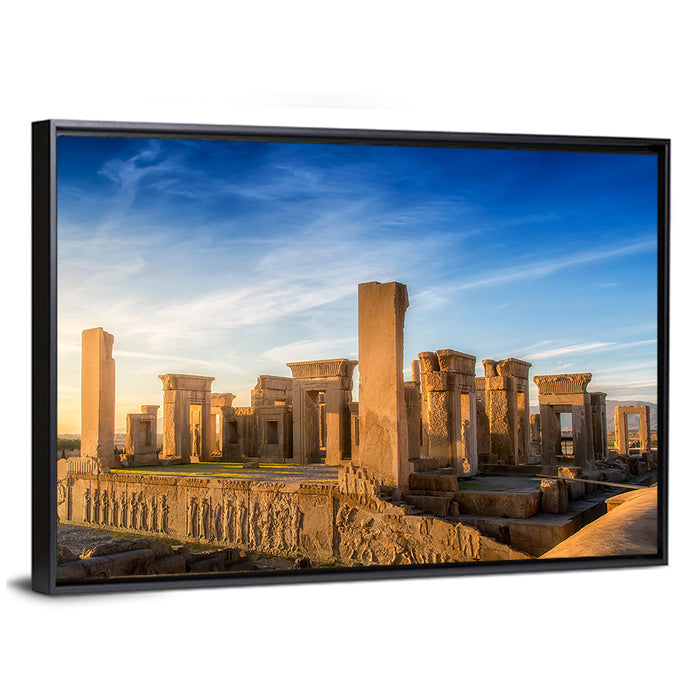 Persepolis Reliefs, Marvdasht Iran Wall Art as a framed canvas