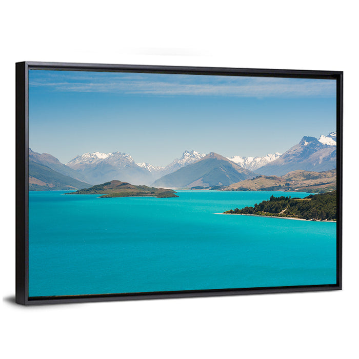 Wakatiup Lake Turquoise Waters New Zealand Wall Art as a framed canvas