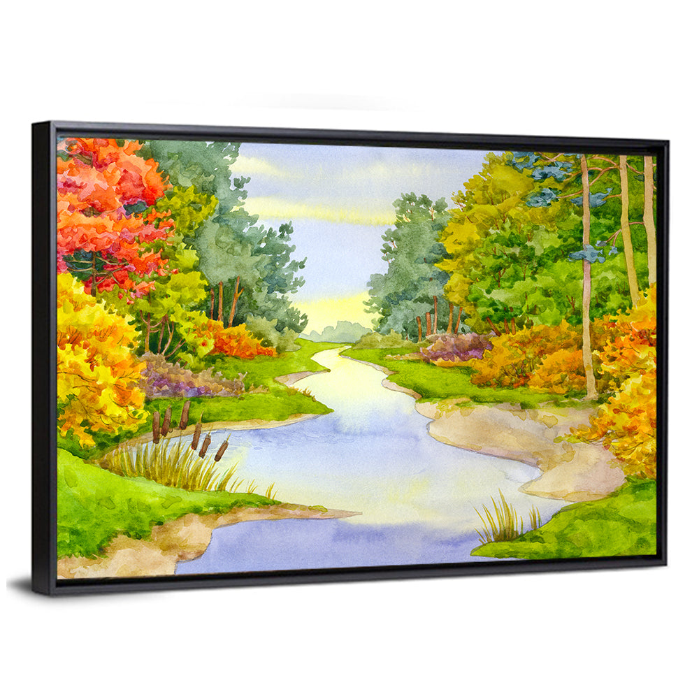 Autumn Forest Creek Wall Art