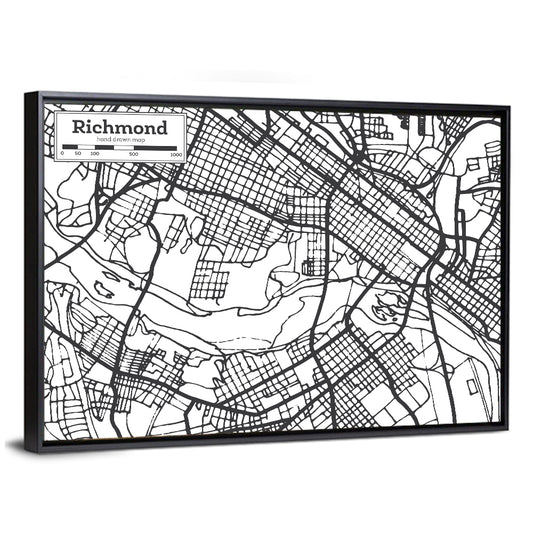 Richmond City Map Wall Art