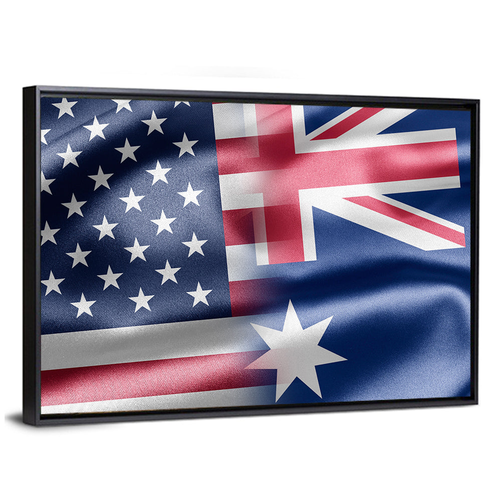 American and Australian Flag Composite Wall Art