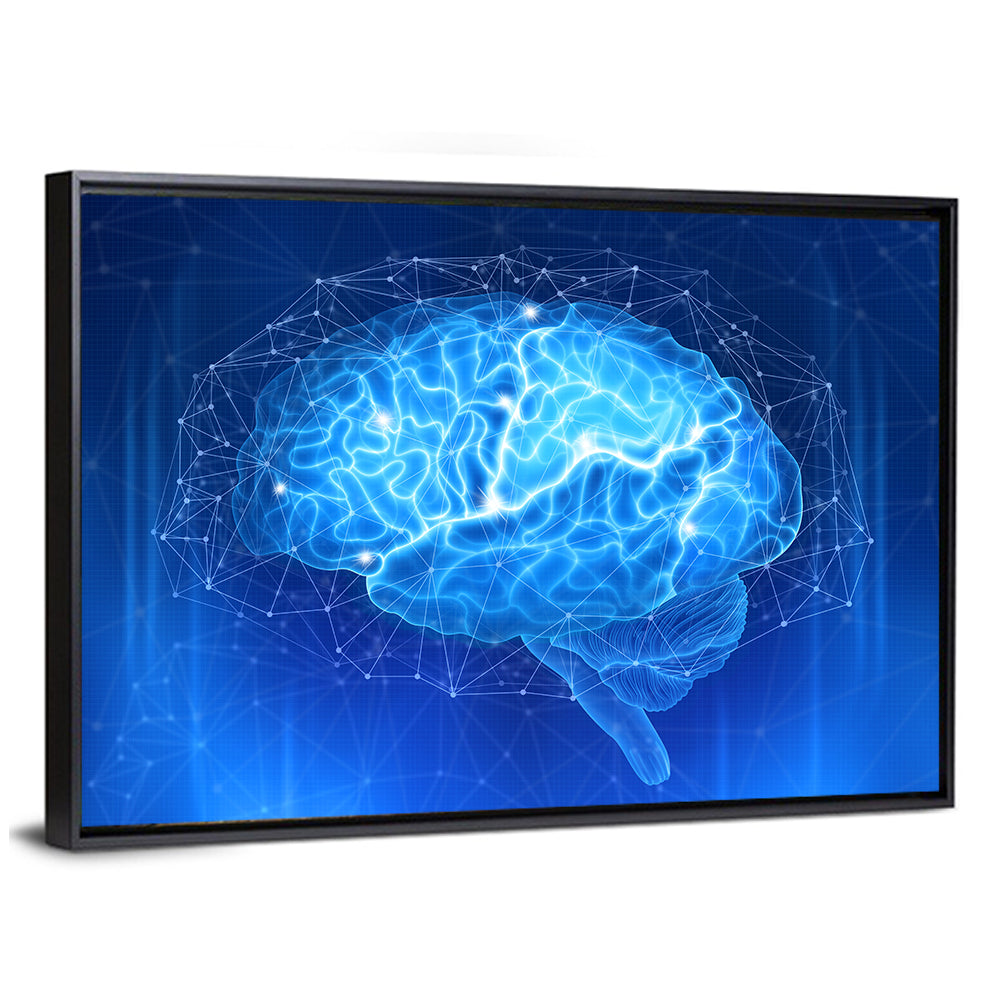 Human Brain Wireframe Close-up Wall Art