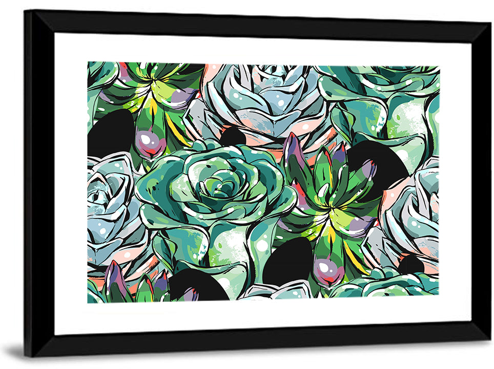 Turquoise Succulent Collage Wall Art