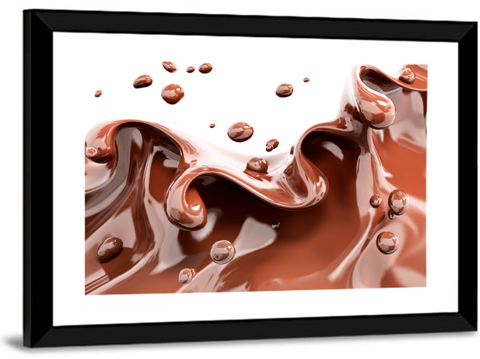 Liquid Chocolate Splash Wall Art as a framed print