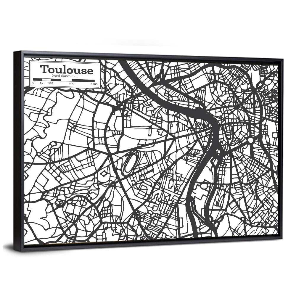 Toulouse City Map Wall Art