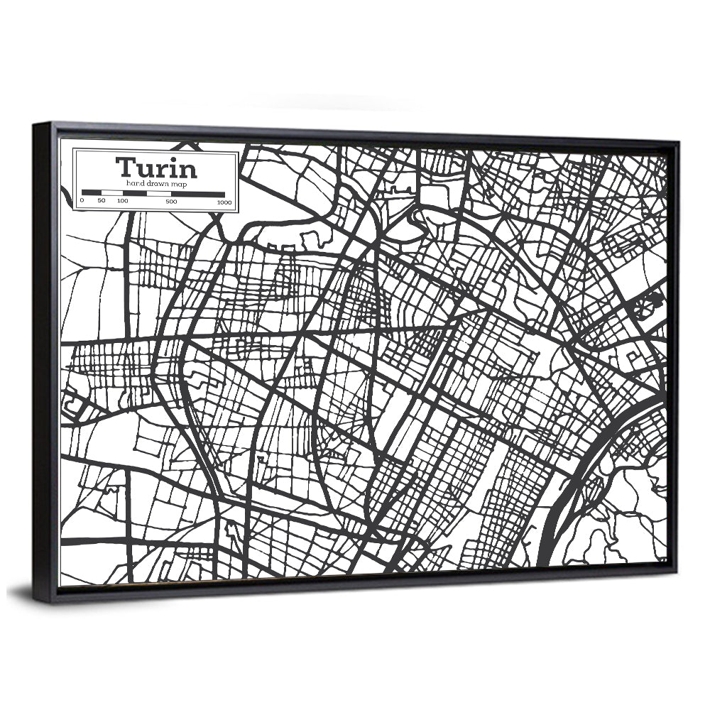 Turin City Map Wall Art