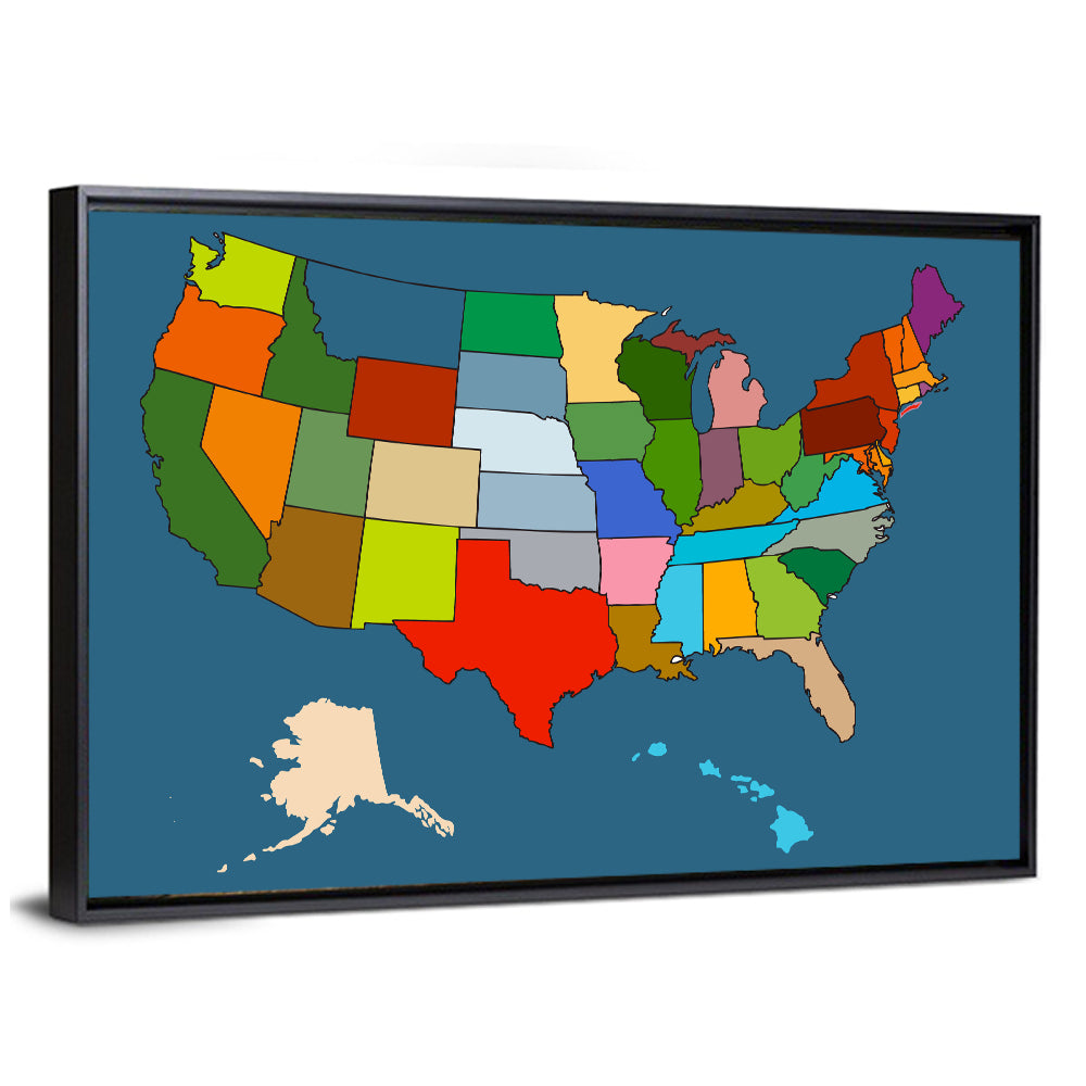 Color-blocked United States Map Wall Art