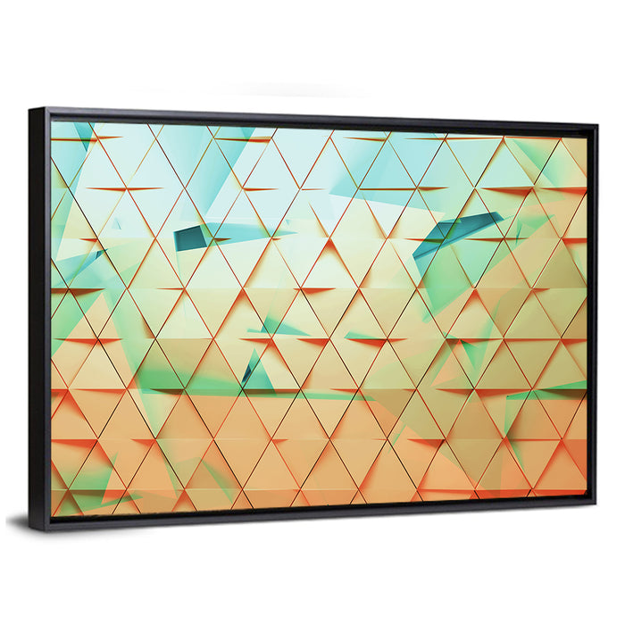 Translucent Triangle Grid Wall Art as a framed canvas