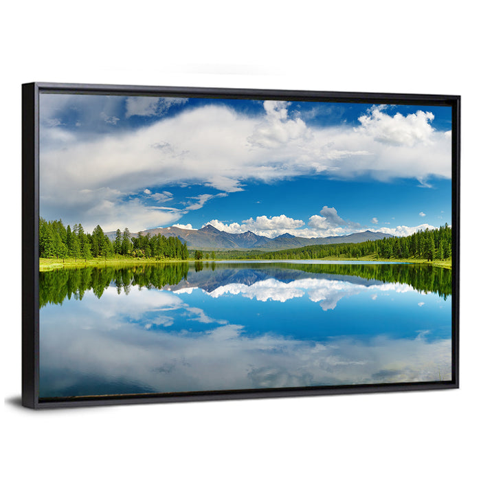 Mirror Lake in Altai Mountains Wall Art as a framed canvas