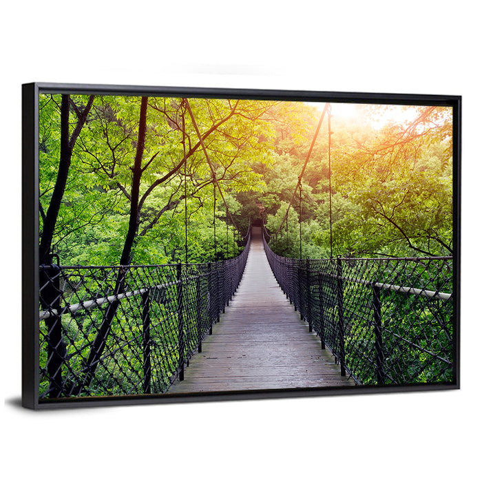 Guilin Jungle Suspension Bridge Wall Art as a framed canvas