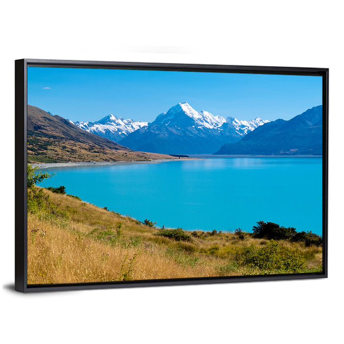 Lake Pukaki with Aoraki Mount Cook Wall Art as a framed canvas