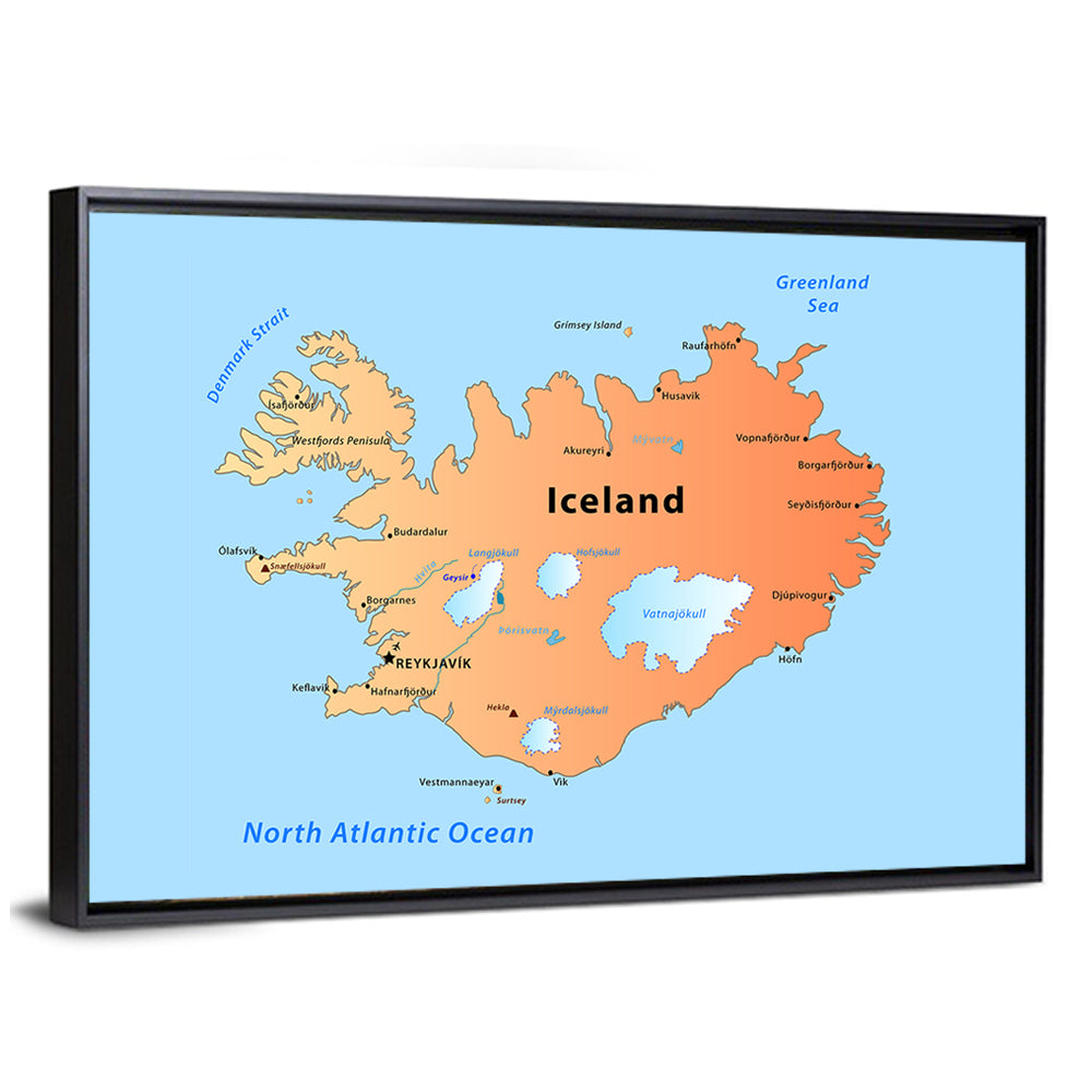 Iceland Map Illustration Wall Art
