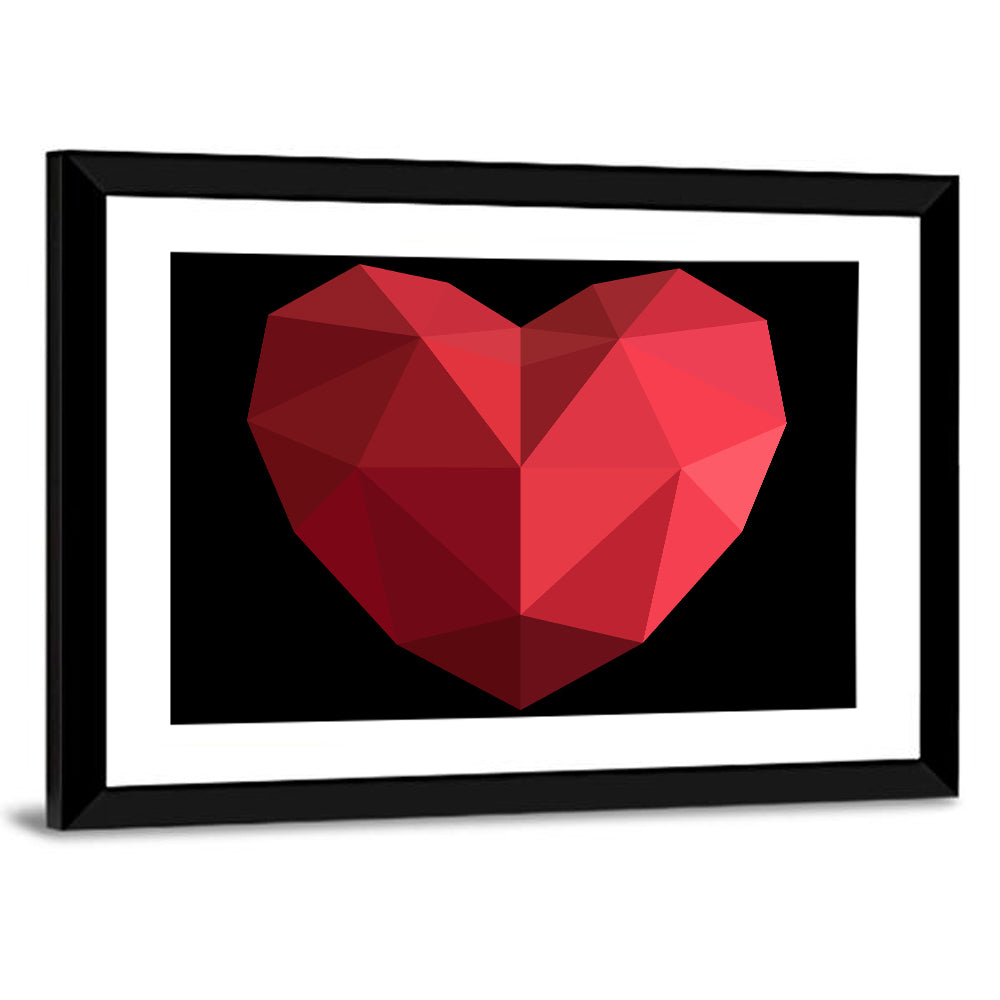 Red Geometric Heart Wall Art