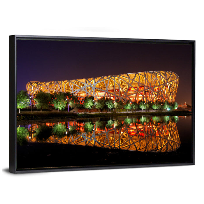 Beijing National Stadium at Night Wall Art as a framed canvas