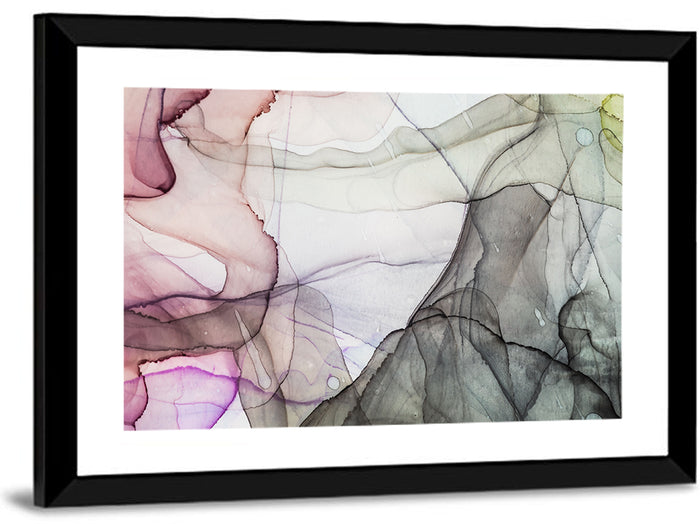 Textured Ink Wash Abstract Wall Art as a framed print