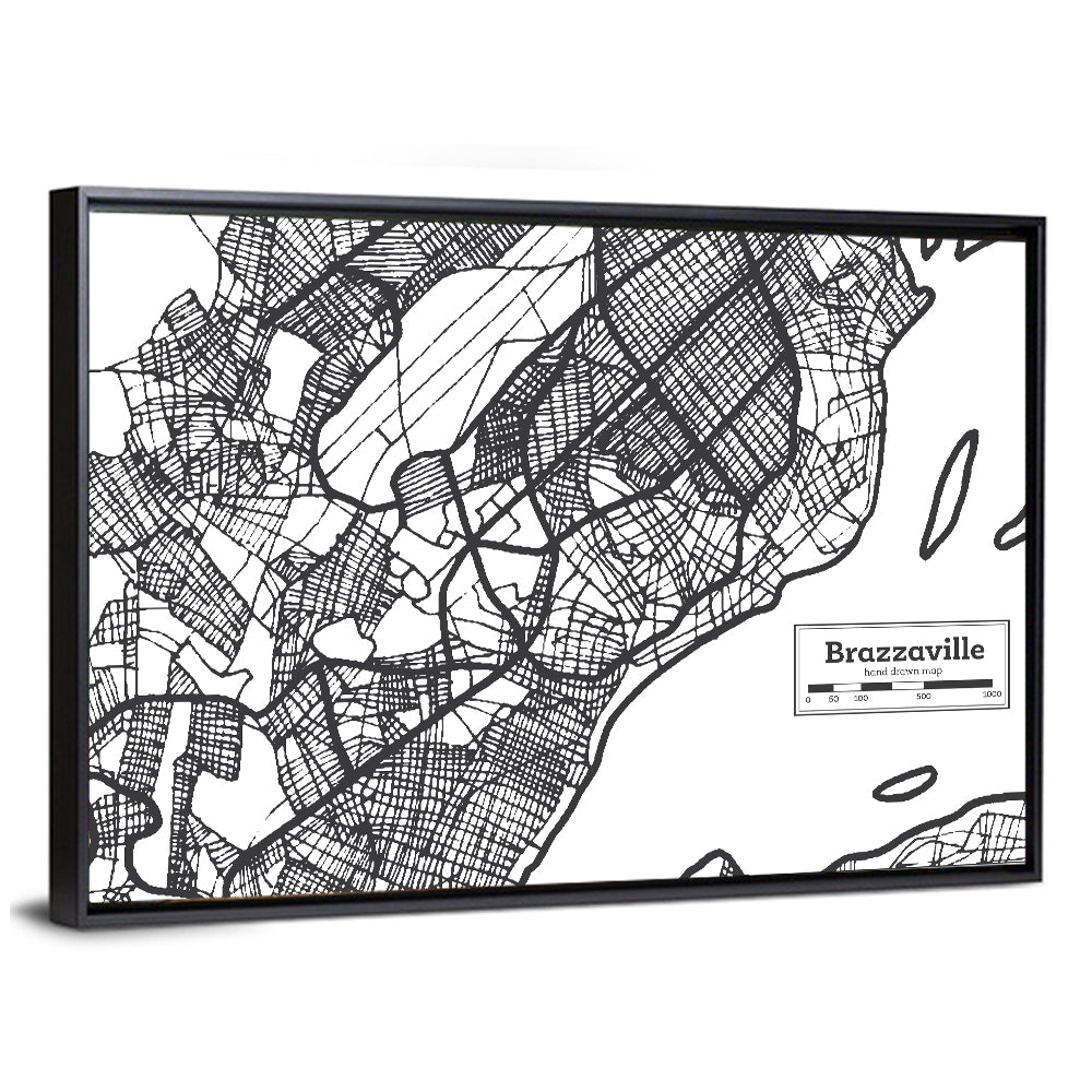 Brazzaville City Map Wall Art