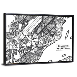 Brazzaville City Map Wall Art