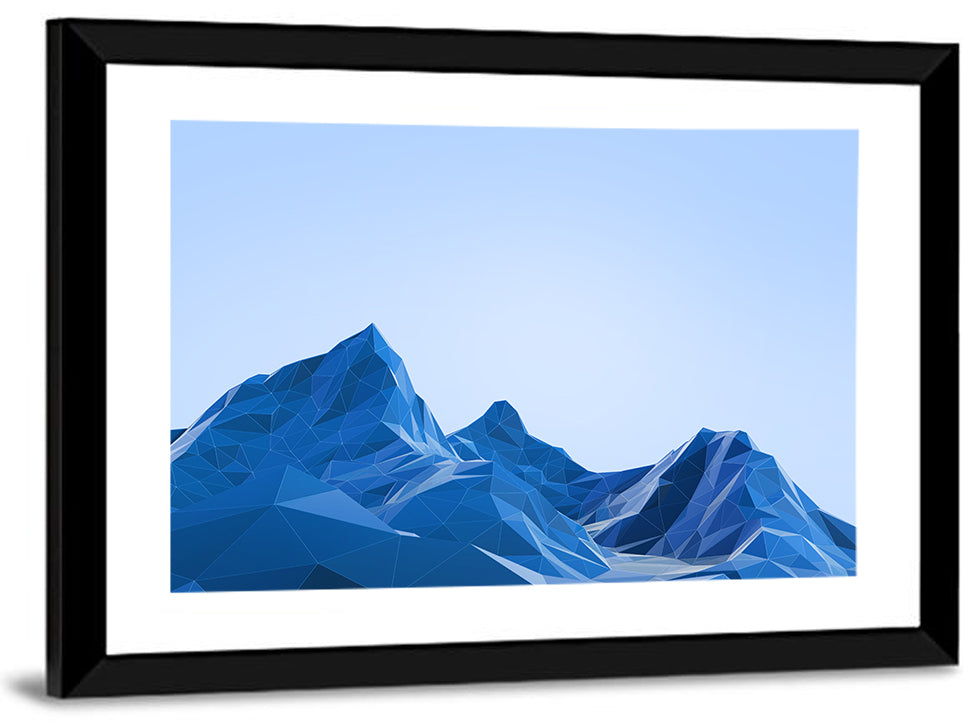 Blue Geometric Mountain Range Wall Art