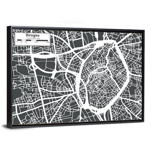 Bruges City Map Wall Art