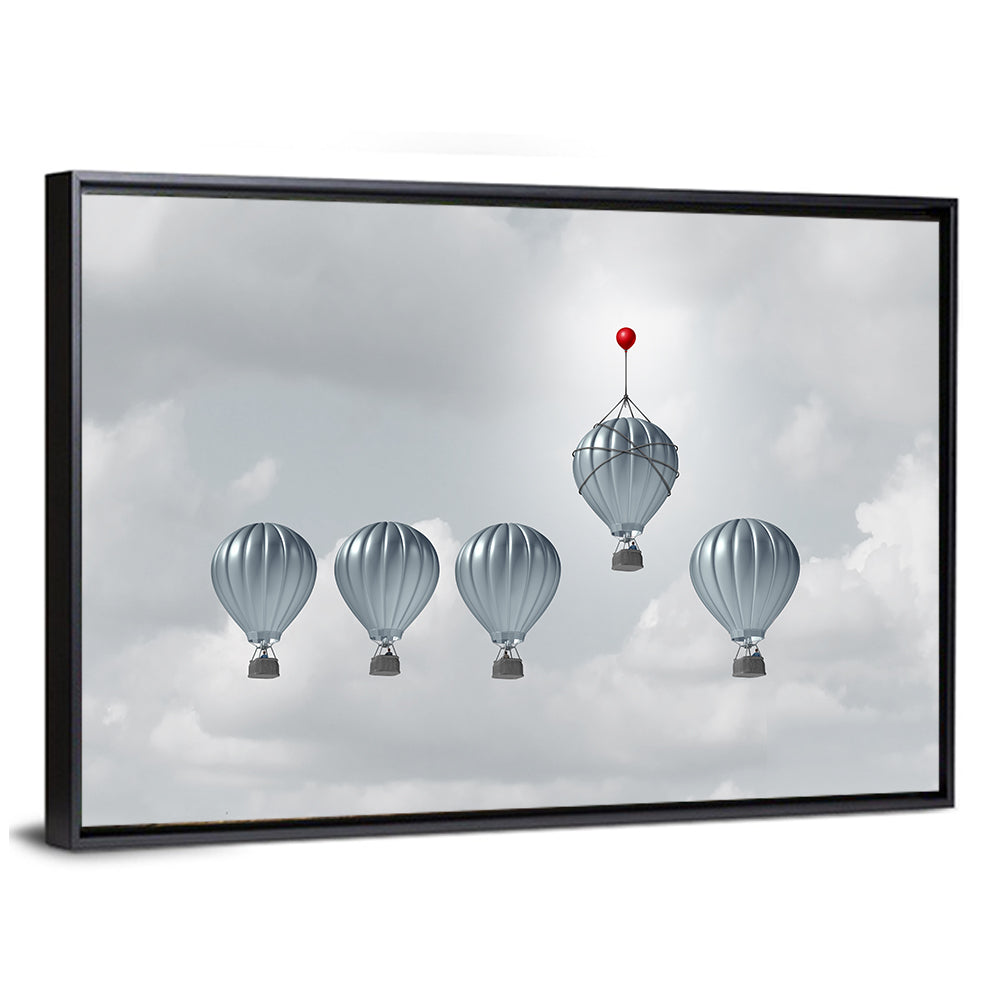 Hot Air Balloon Race with Red Accent Wall Art