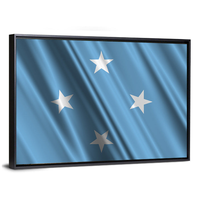 Micronesia Flag with Four Stars Wall Art as a framed canvas