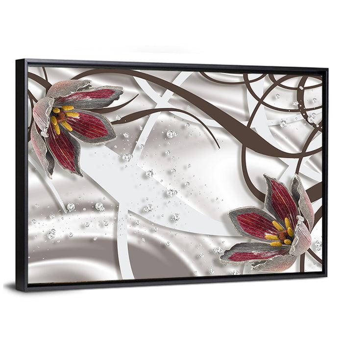 Jewelry Floral Swirls Wall Art as a framed canvas