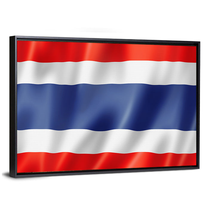 Thai Flag with Waving Stripes Wall Art as a framed canvas
