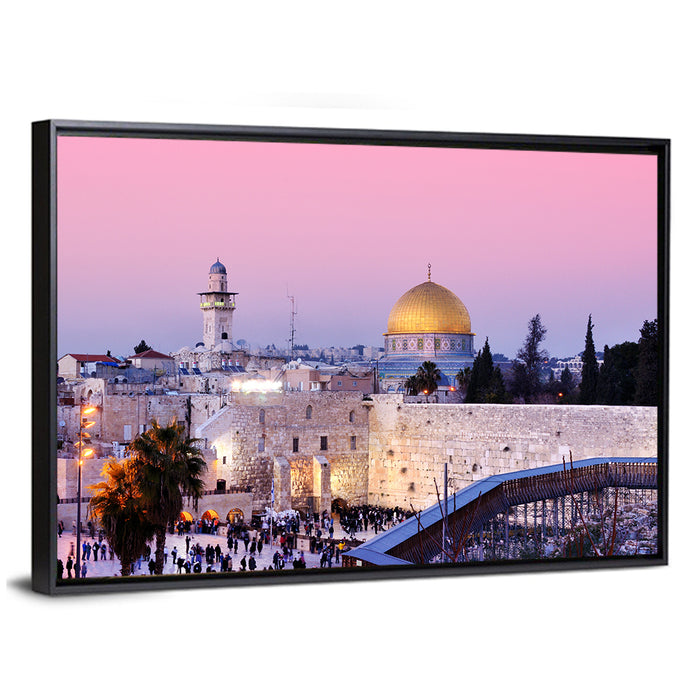 Dome of the Rock and Western , Jerusalem Wall Art as a framed canvas
