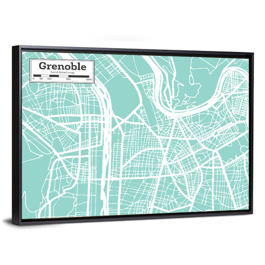 Grenoble City Map Wall Art