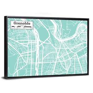 Grenoble City Map Wall Art