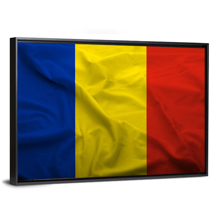 Romanian Flag Wall Art as a framed canvas