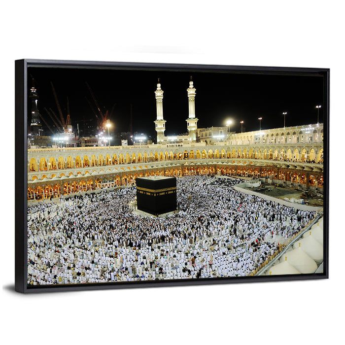 Kaaba Overhead Night View Wall Art as a framed canvas
