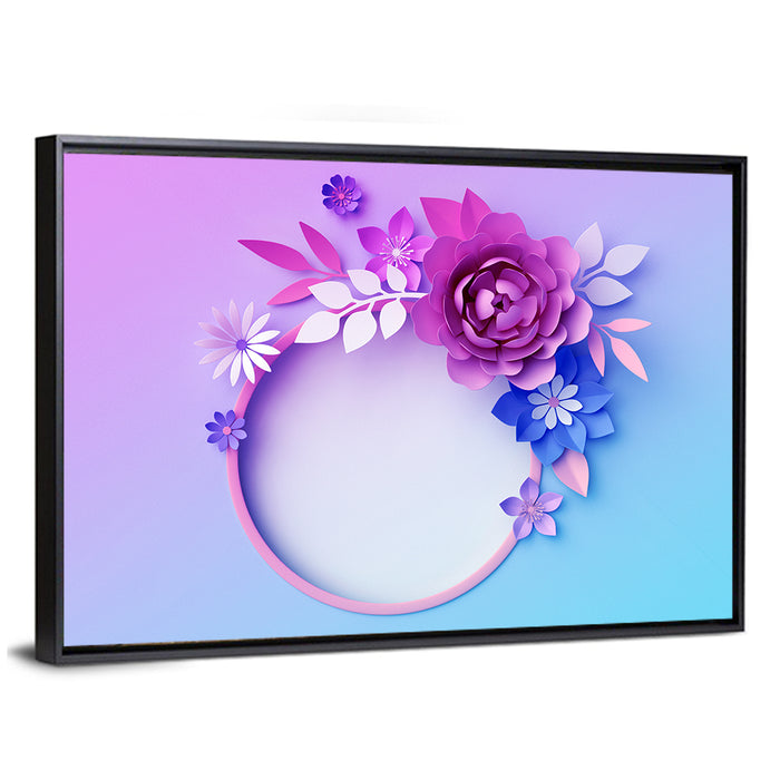 3d Neon Paper Flowers Wall Art as a framed canvas