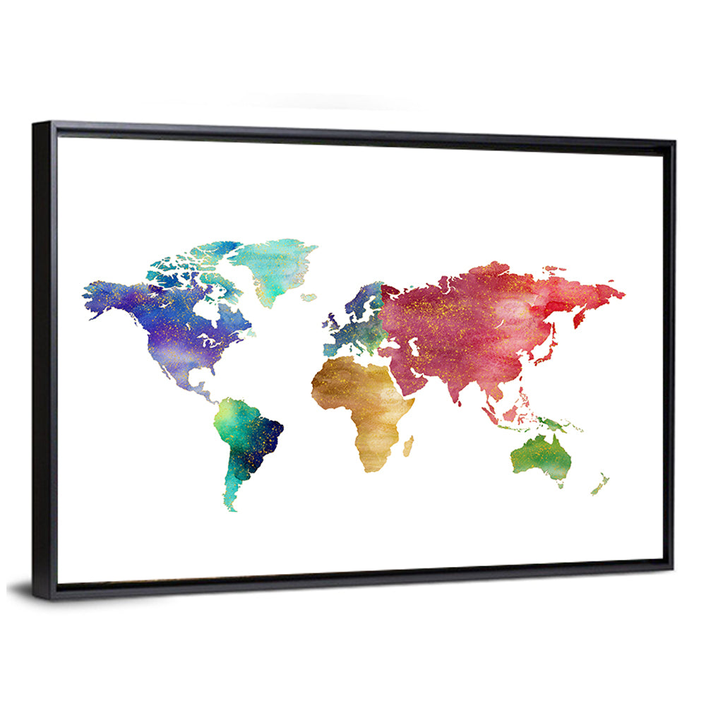 Watercolor World Map Wall Art