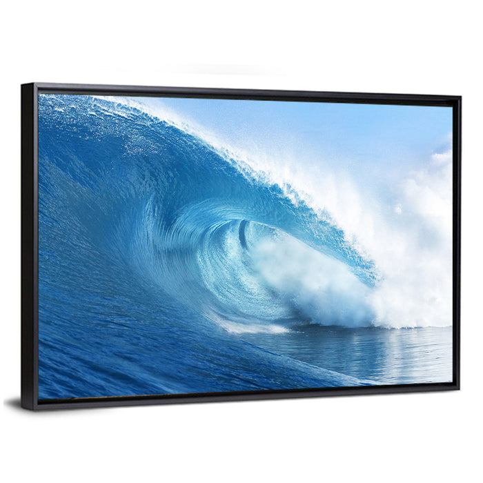 Blue Surf Barrel Wall Art as a framed canvas