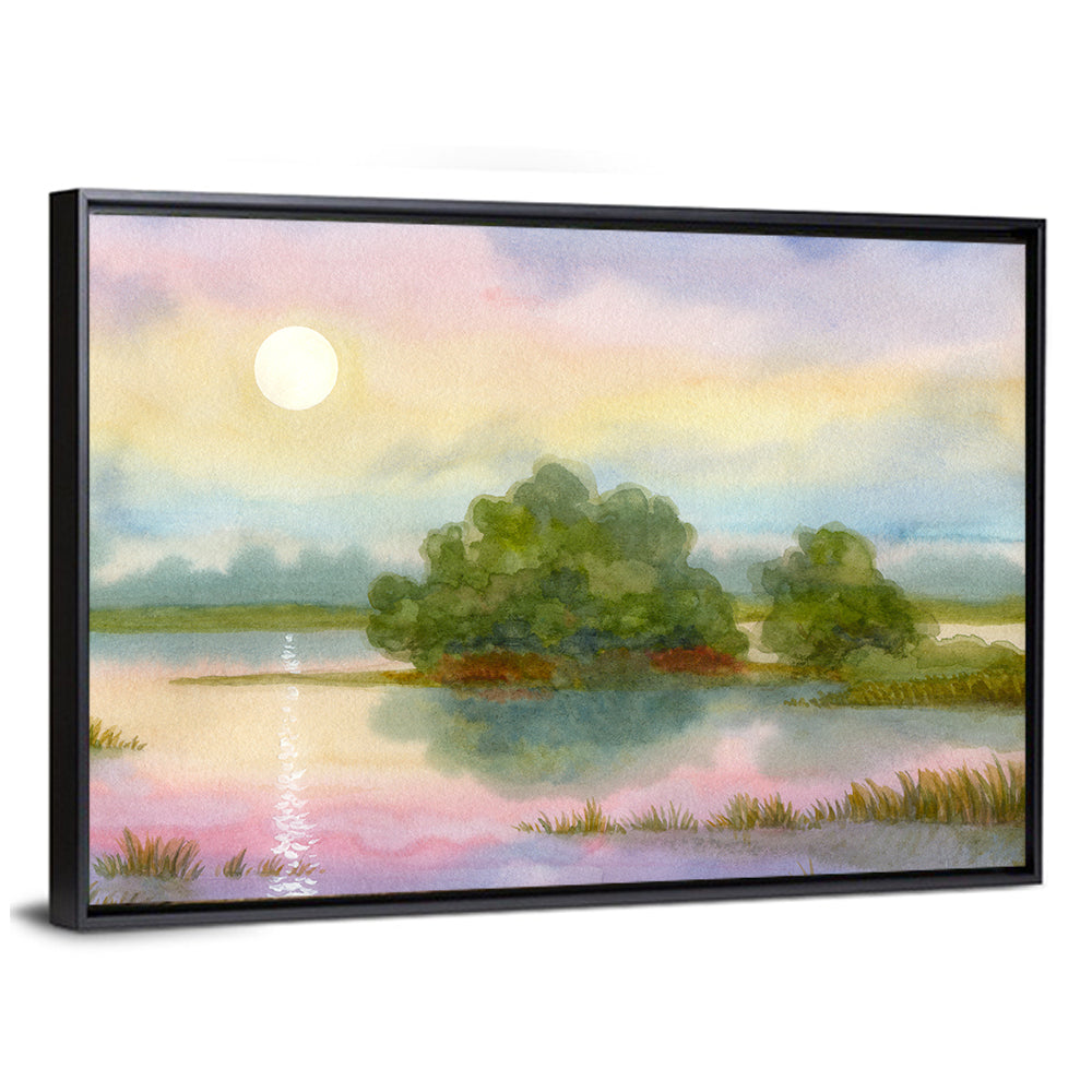 Golden Hour Sunrise Over Lake Wall Art